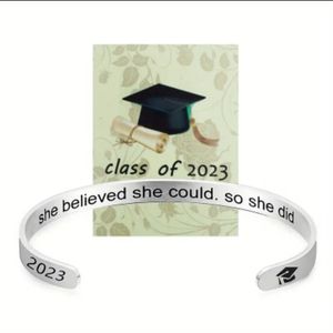 2023 Graduation Bracelet Engraved " She believed she could so she did "